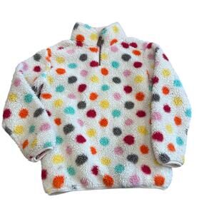 C.C. Girlie Girl Sherpa Fleece Pullover White Polka Dot S